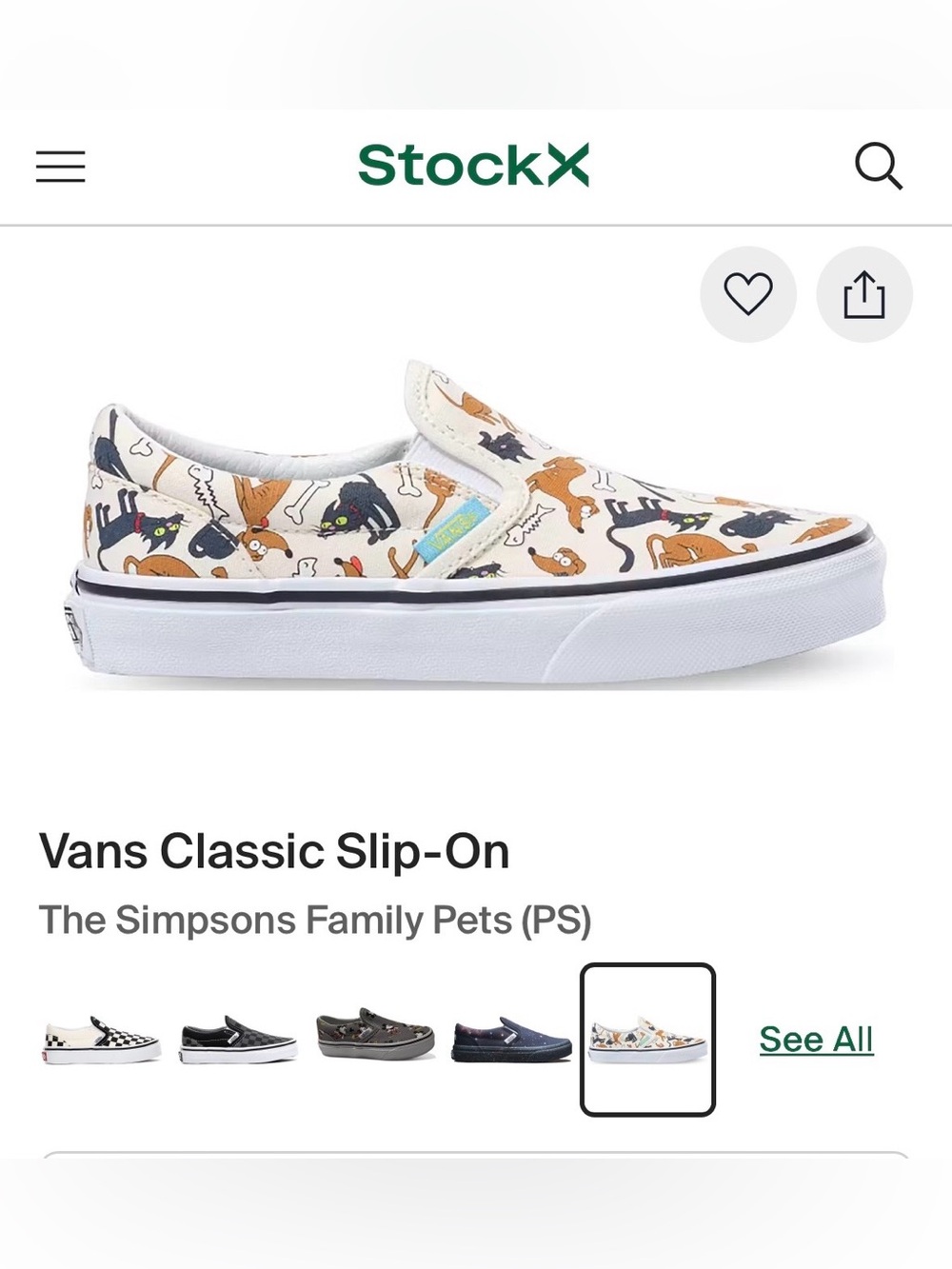 Vans The Simpsons Family Pets Slip-On Sneakers Size Kid’s 11